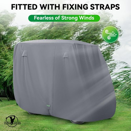 Panglong Heavy Duty Golf Cart Cover-620D Gray, Oxford Fiber Waterproof Golf Cart Cover-Three Zipper Doors-Performance with Water/Wind/Sunproof, Suitable for Yamaha EZGO Club Car 2/4 Seats Cart