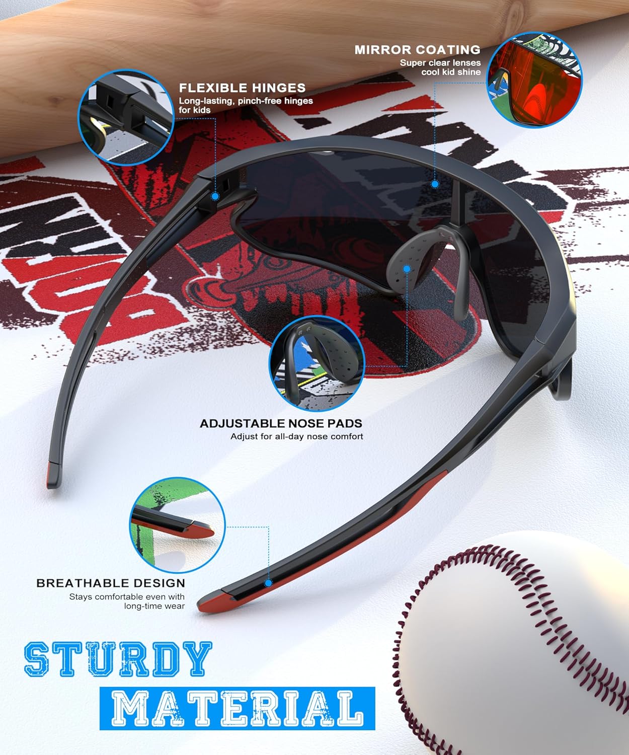 Skiennix Kids Sunglasses - UV400 Protection for Boys & Girls Ages 4-14 | Perfect for Sports & Outdoor Activities