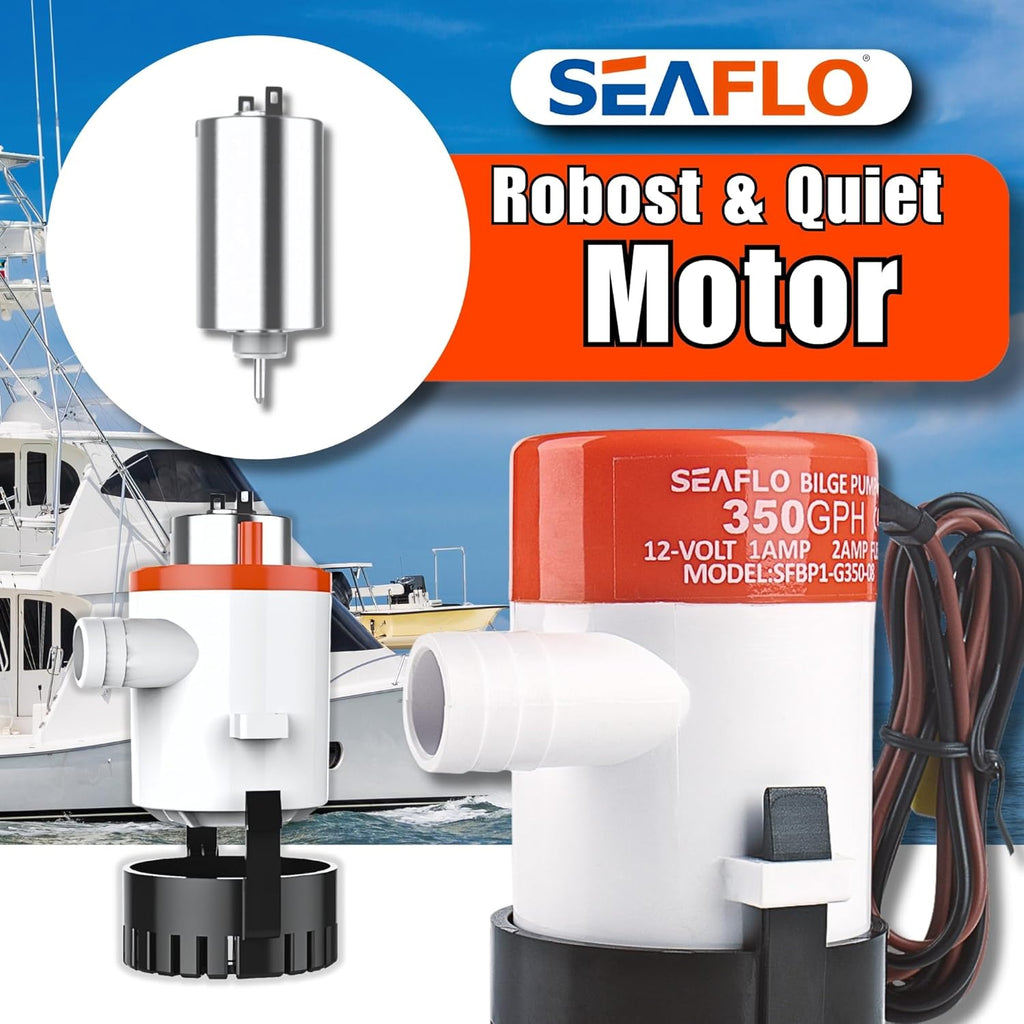 SEAFLO 01 Series 350 GPH Bilge Pump - 12V Marine Submersible Pump with Anti-Airlock Protection | 4-Year Warranty