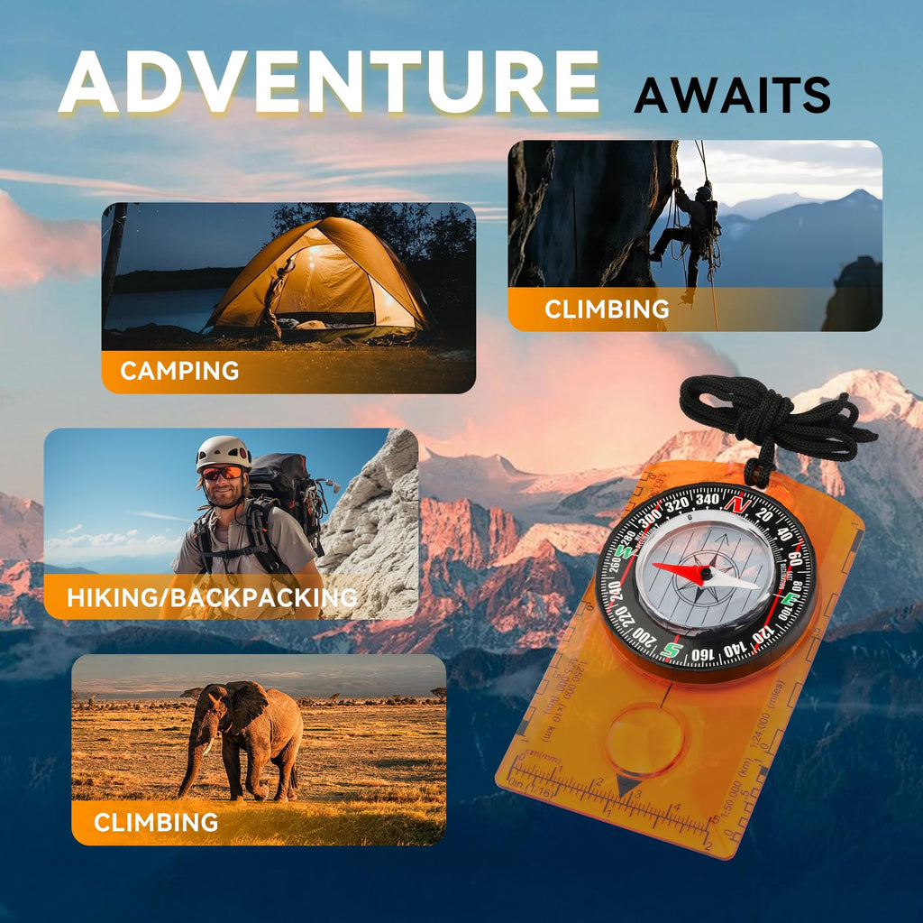 Hiking Compass for Kids – Orienteering & Wilderness Survival Navigation Gear, Pocket Hiking Compass for Camping, Backpacking, Hunting, Outdoor Adventure