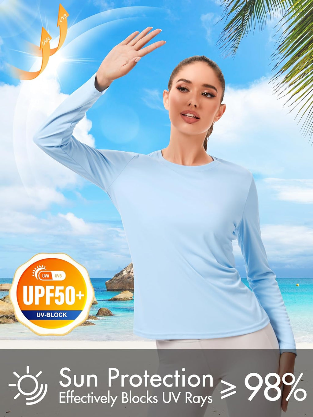 Skiennix 2 Pack Rash Guard for Women - UPF 50+ UV Protection Long Sleeve Workout Tops | Quick Dry & Lightweight