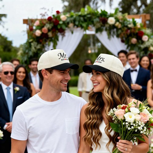 Waldeal Mr and Mrs EST 2026 Couple Hats Set, Matching His and Hers Embroidered Baseball Caps for Wedding, for Couples, Bride and Groom Beige/Black