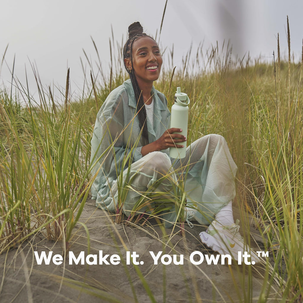 Hydro Flask Water Bottle - Insulated Stainless Steel - Straw Lid, Non Spill, Leakproof 24 Oz Botanical Bliss Green