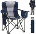 ALPHA CAMP Oversized Folding Camping Chair - Heavy Duty Portable Lawn Chair with Cooler Bag & Cup Holder | Supports 450 LBS