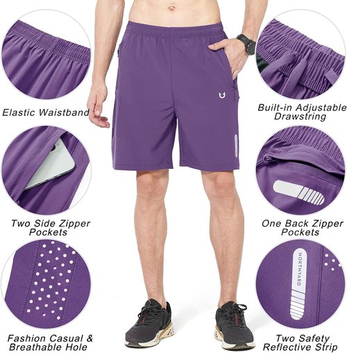 NORTHYARD Men's Athletic Running Shorts - Quick Dry Lightweight Gym Workout | 5" 7" 9" Options