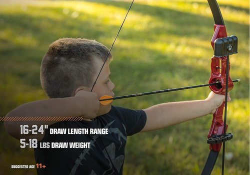 Bear Archery Flash Bow Set - Youth-Friendly Design for Ages 11-14 | Ambidextrous, 18 lb Draw Weight, 24-Inch Draw Length