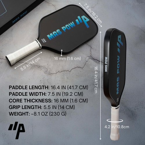 Carbon Fiber Pickleball Paddle – Pro Performance Paddle, USA Pickleball Approved Lightweight. 16mm Power Polymer Honeycomb Core - Spin & Control.
