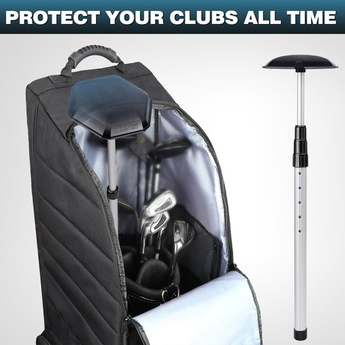 CHAMPKEY Professional Golf Travel Bag Support Rod - Sturdy Aluminum Alloy Golf Support System - Rubber Top Cover Golf Support Stick (Gray)