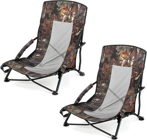Arrowhead Outdoor Portable Folding Turkey Hunting Blind Chair - Padded Armrest, Camouflage, Low Profile, 2-Pack
