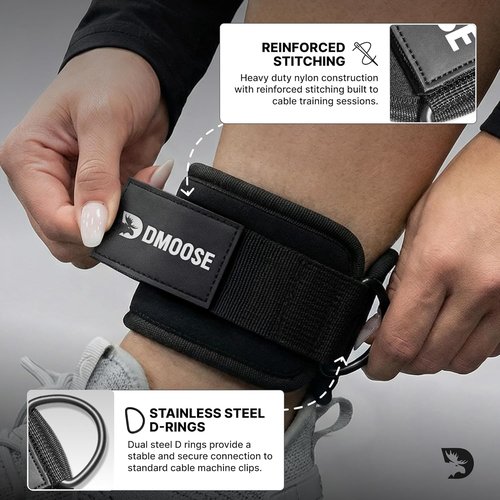 DMoose Fitness Ankle Strap - Premium Padded Cuffs for Cable Machines | One Size Fits All for Booty & Leg Workouts