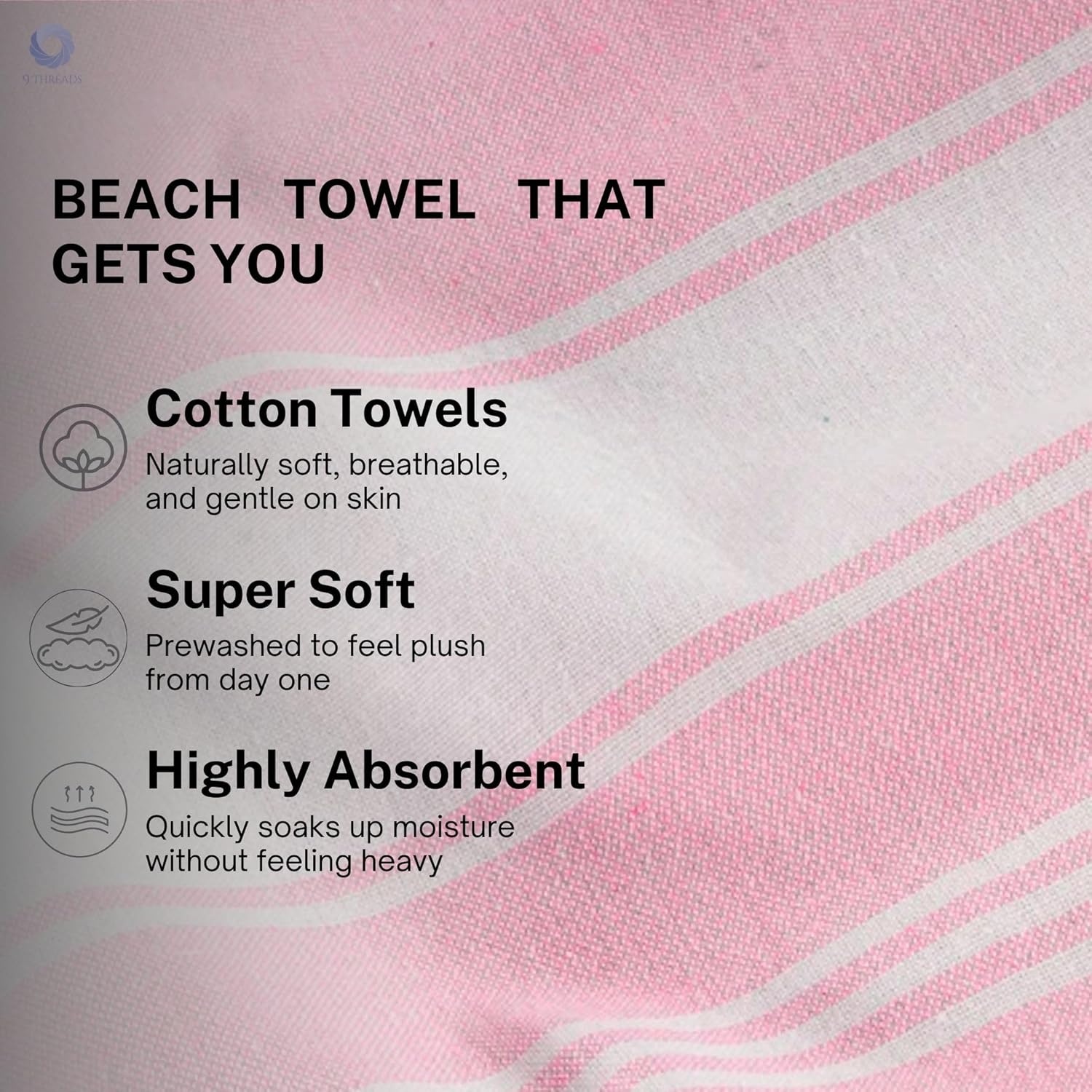 Skiennix Oversized Cotton Turkish Beach Towels - Quick Dry & Absorbent | Extra Large 36"x72" - Pink, 2 Pack