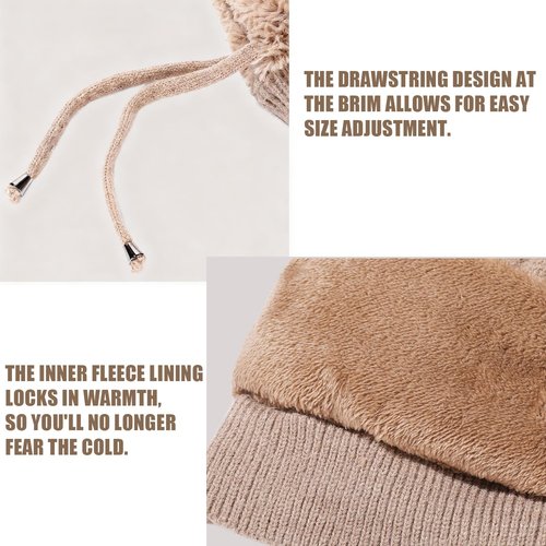 3 in 1 Beanie Hat with Scarf and Mask, Women's Outdoors Windproof Scarf Hat Winter Balaclava for Women, Warm Knitted Face Mask Hat (Black)
