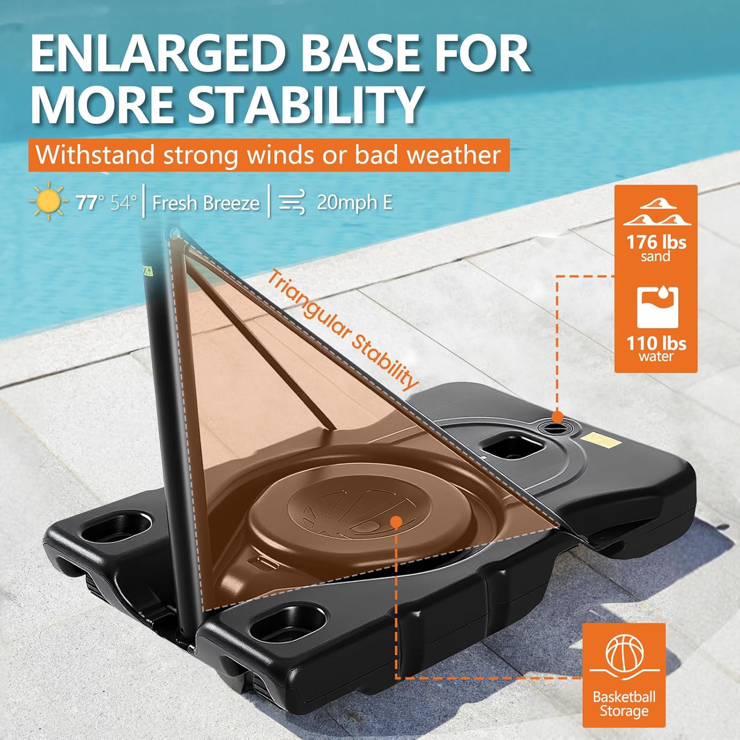 Sweetcrispy Portable Basketball Hoop - Adjustable Height, Shatterproof Backboard & Shock Absorbent Rim | Ideal for Backyard or Driveway