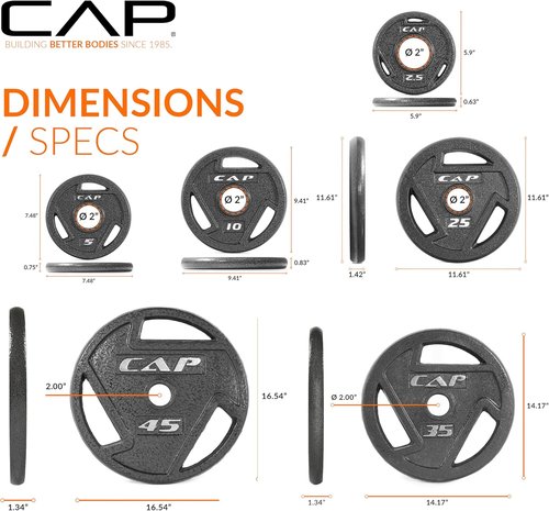 CAP Barbell Olympic Cast Iron Weight Plate Set - 75 to 285 lbs | Multiple Options Available