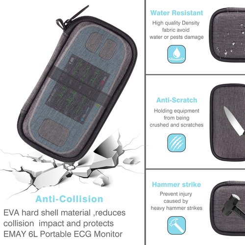 EVGRDCS Hard Carrying Case Compatible with EMAY 6L Portable ECG Monitor,Scratch and Fall Resistant, with mesh Bag (Case Only)