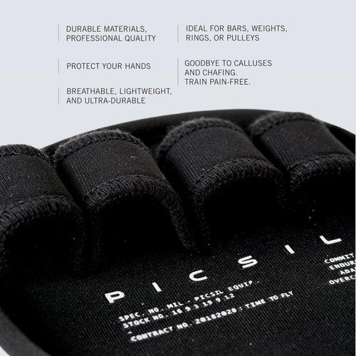 PICSIL - Fitness Grips Pads | Alternative to Gym Gloves | Strong Neoprene Grip for Weightlifting & Cross Training | Suitable for Men & Women | Design for Dumbbells and Pull Ups | One Size | Dirt