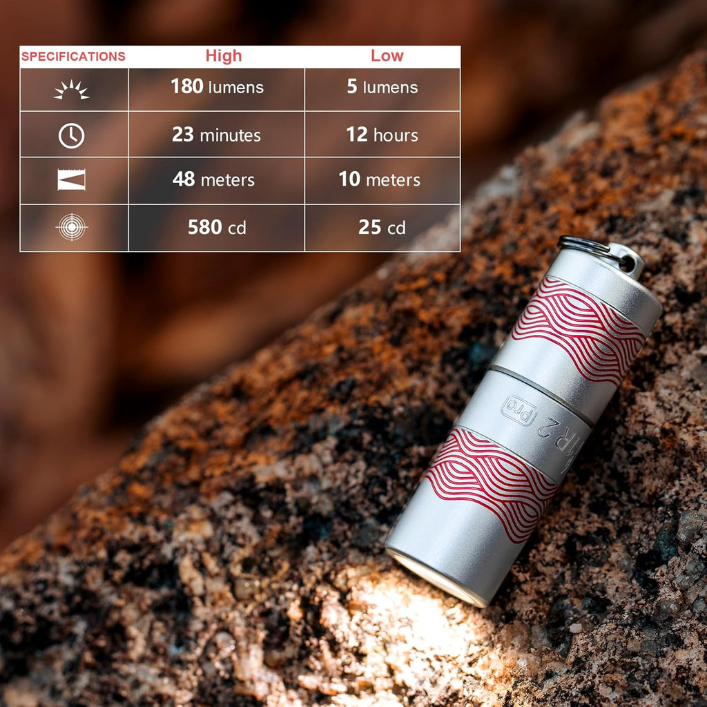 OLIGHT I1R 2 Pro Eos Keychain Flashlight - 180 Lumens Rechargeable Mini Light (Silver-Flow)