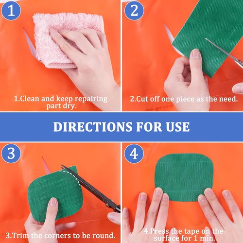 HONGTAIHSENG Waterproof Tent Repair Tape - Strong Adhesive, UV-Resistant, 3.1In x 16.4FT | Ideal for RV Awning, Boat Covers, Tarpaulin, Blue
