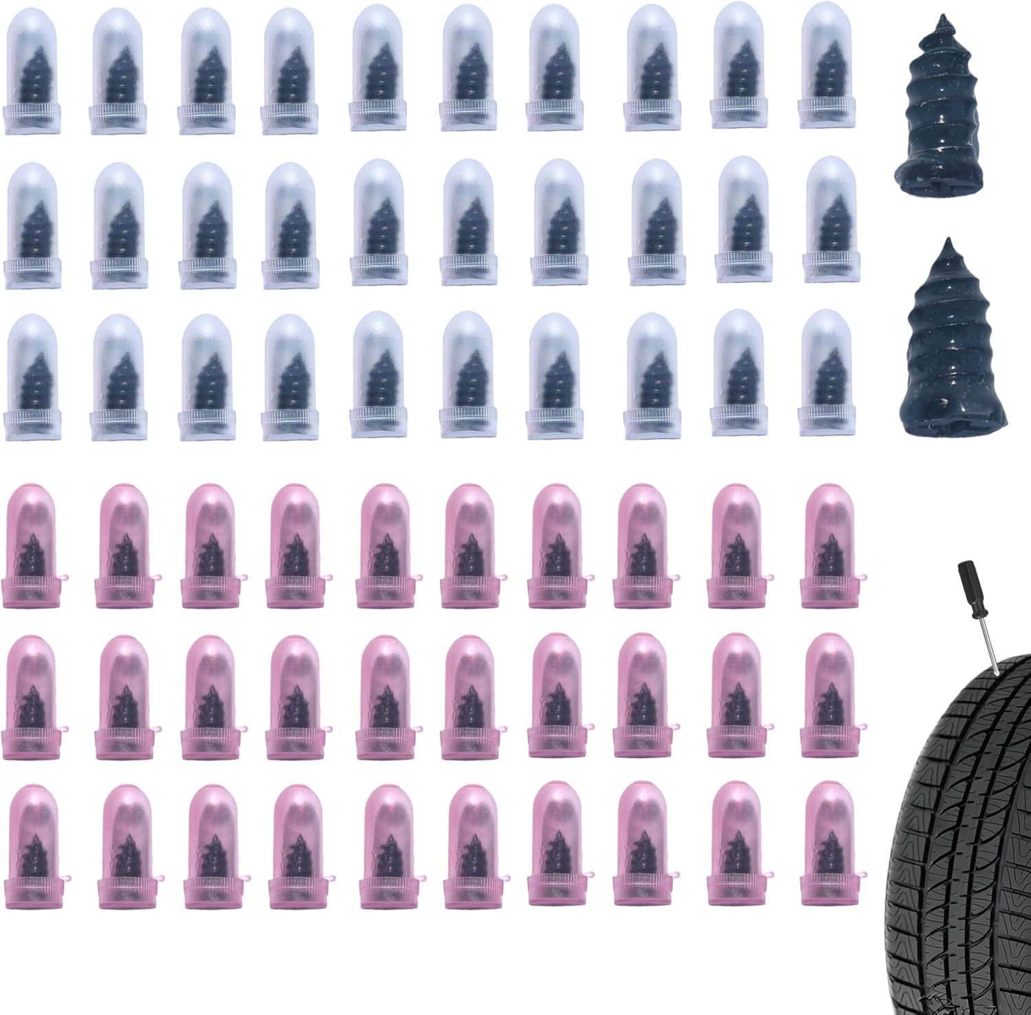 Skiennix Tire Repair Kit - 60 PCS Rubber Nails for Fast Self-Service Puncture Repair | Black
