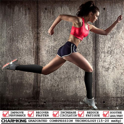 CHARMKING Compression Socks - 15-20 mmHg Support for Enhanced Circulation | 3 Pairs for Athletes