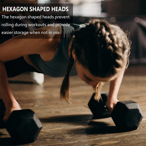 Dumbbells Set of 2 Hex Rubber Encased Dumbbells, Weights Dumbbells Set with Metal Handle for Exercise and Fitness (15 lb, Pair)