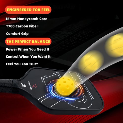 T700 Carbon Fiber Pickleball Paddle - 16mm Honeycomb Core for High Spin & Power | Professional Fine Matte Finish | All-Rounder Paddle for Control & Touch