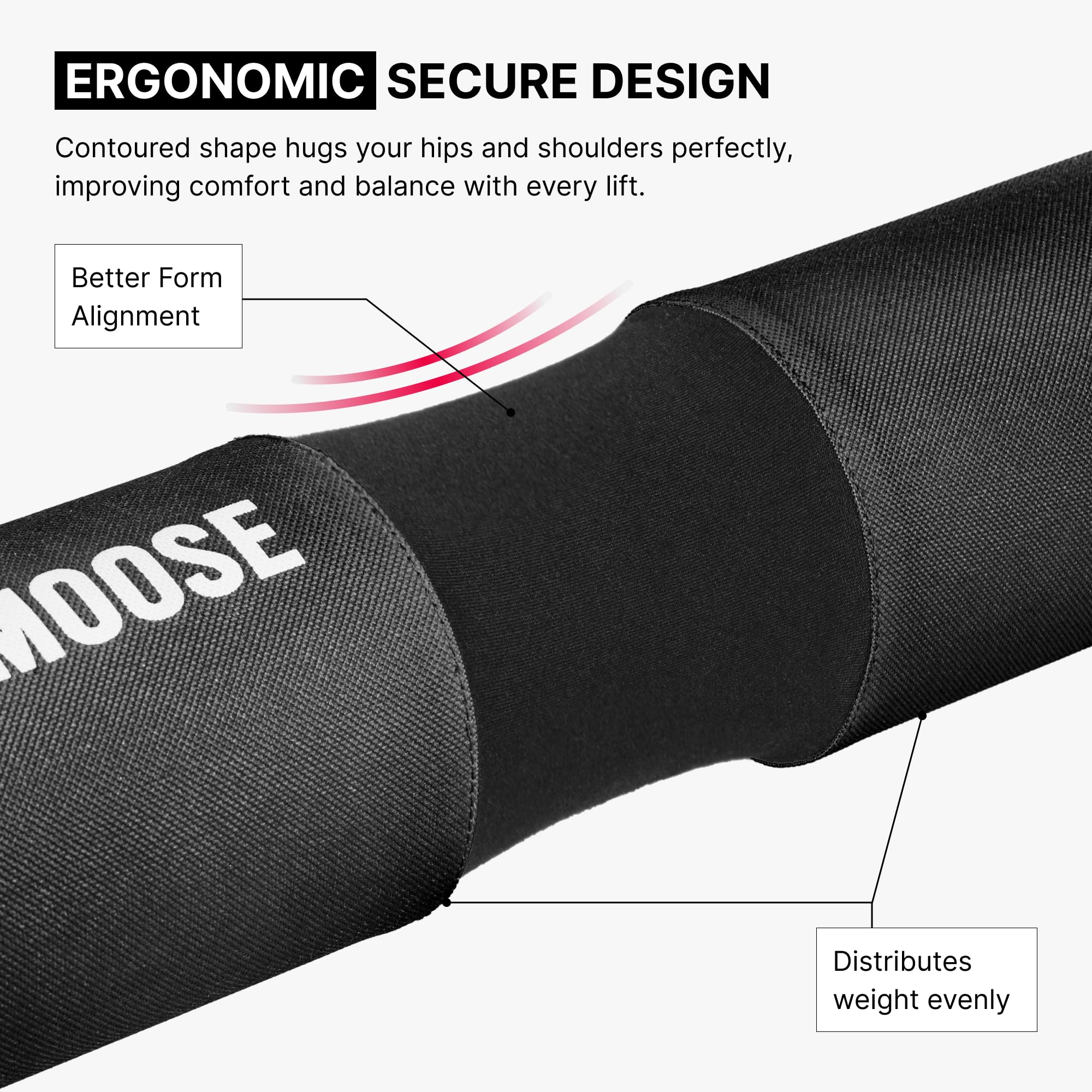 DMoose Fitness Barbell Squat Pad - Hip Thrust Pad for Squats & Lunges - Relief Pressure from Neck, Shoulder & Lower Back - Non-Slip EVA Foam with Safety Straps for Gym & Home - (Black Fabricated)