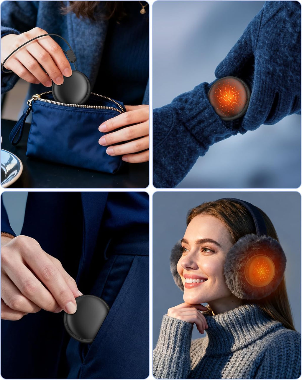 Skiennix Pocket Size Hand Warmers - Rechargeable 2 Pack with 20Hrs Safe Heat | Ultra Thin & Instant Heating