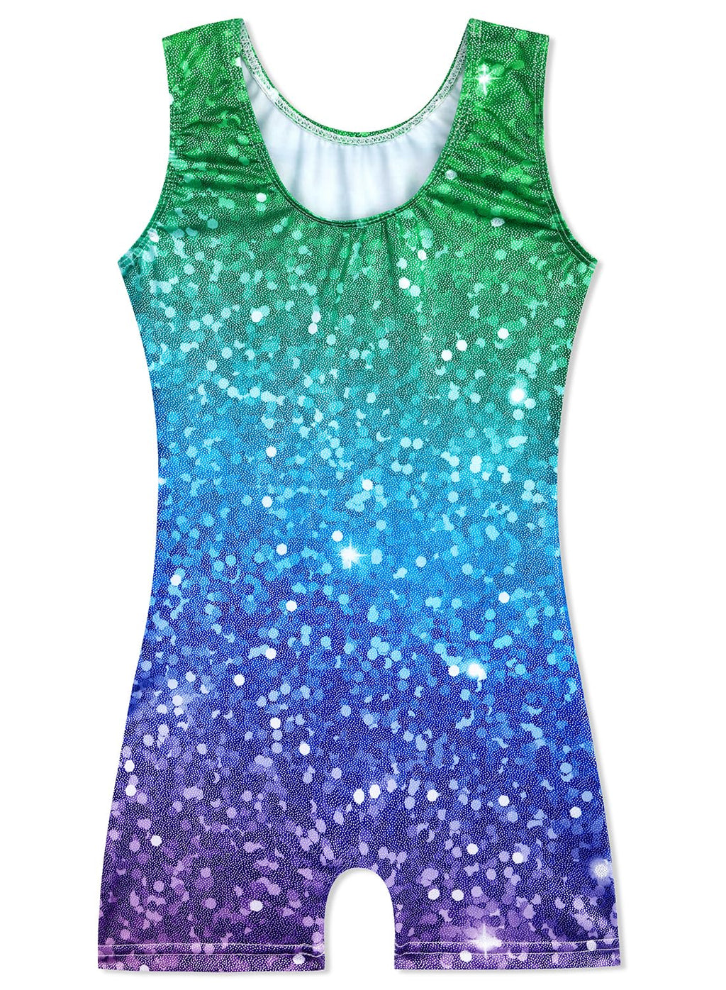 HOZIY Gymnastics Leotards for Girls Biketard Unitard Sparkly Glitter Clothes Tumbling Dance Outfits 4t Activewear Sparkle Blue Green Glitter