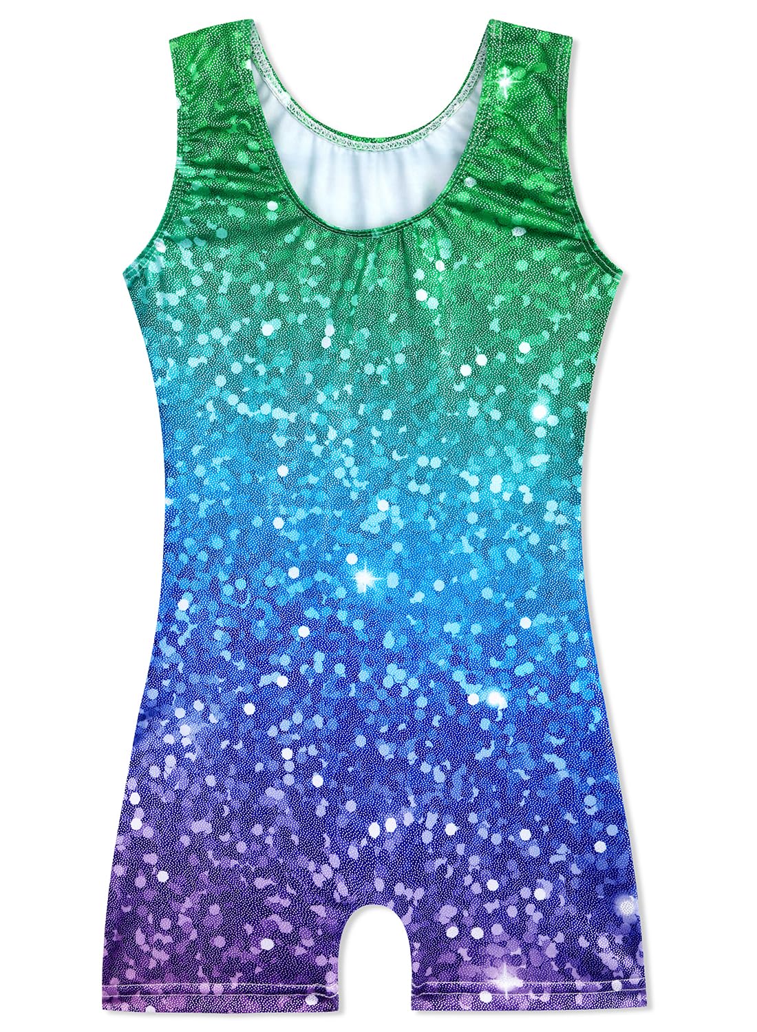 HOZIY Gymnastics Leotards for Girls Biketard Unitard Sparkly Glitter Clothes Tumbling Dance Outfits 4t Activewear Sparkle Blue Green Glitter