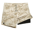 maamgic Men's 5'' Athletic Shorts 2 in 1 Running Shorts Recycled Polyester Workout Shorts Desert Sand Small