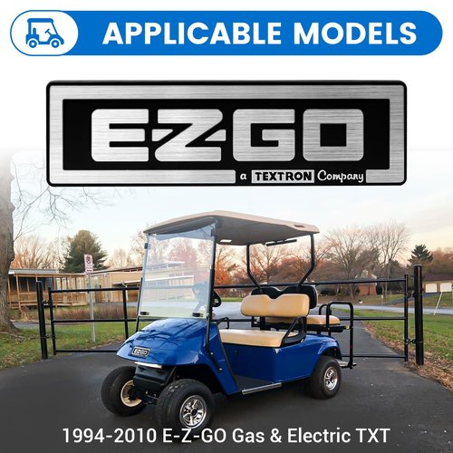 CartClan Name Plate for EZGO TXT 1994-2010 Gas & Electric Golf Carts 71037G01 - Silver and Black