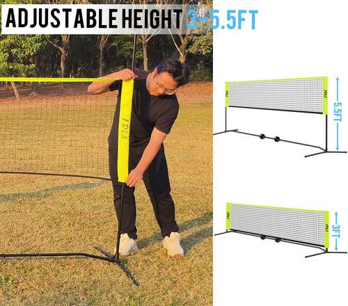 FDLS 10FT Portable Badminton Pickleball Net with Carry Bag for Indoor Outdoor, Height Adjustable| Easy Setup