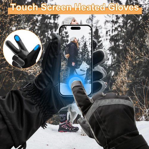 IFWATER Upgraded Heated Gloves for Men and Women,5V 6000mAh Rechargeable Hand Warmer Raynaud Gloves with 3 Heating Levels,Touchscreen Waterproof Ideal for Driving Fishing Winter Outdoor Work (Medium)