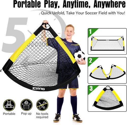 Kids Soccer Goal Set by [Brand Name] - 2 Durable 6x4 ft Goals for Backyard Training | Perfect for Ages 3-12