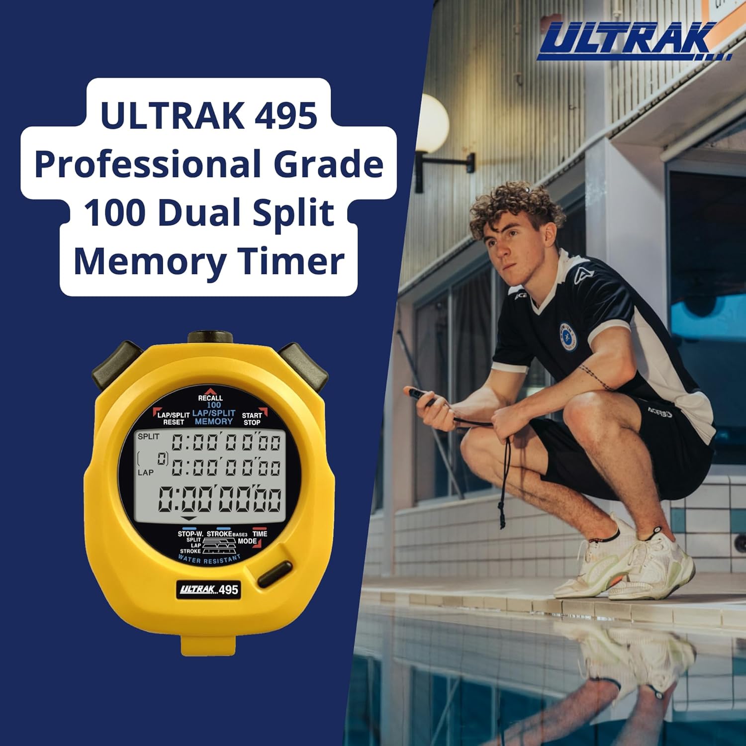 Ultrak 100 Lap Memory Timer - Accurate Timing for Runners | Bright Yellow Design