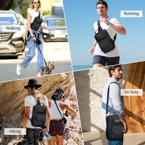 WITZMAN Sling Bag for Men Convertible Travel Sling Backpack USB Charging Port Lightweight Crossbody Bags Casual Daypack（B698 Silvery Grey）