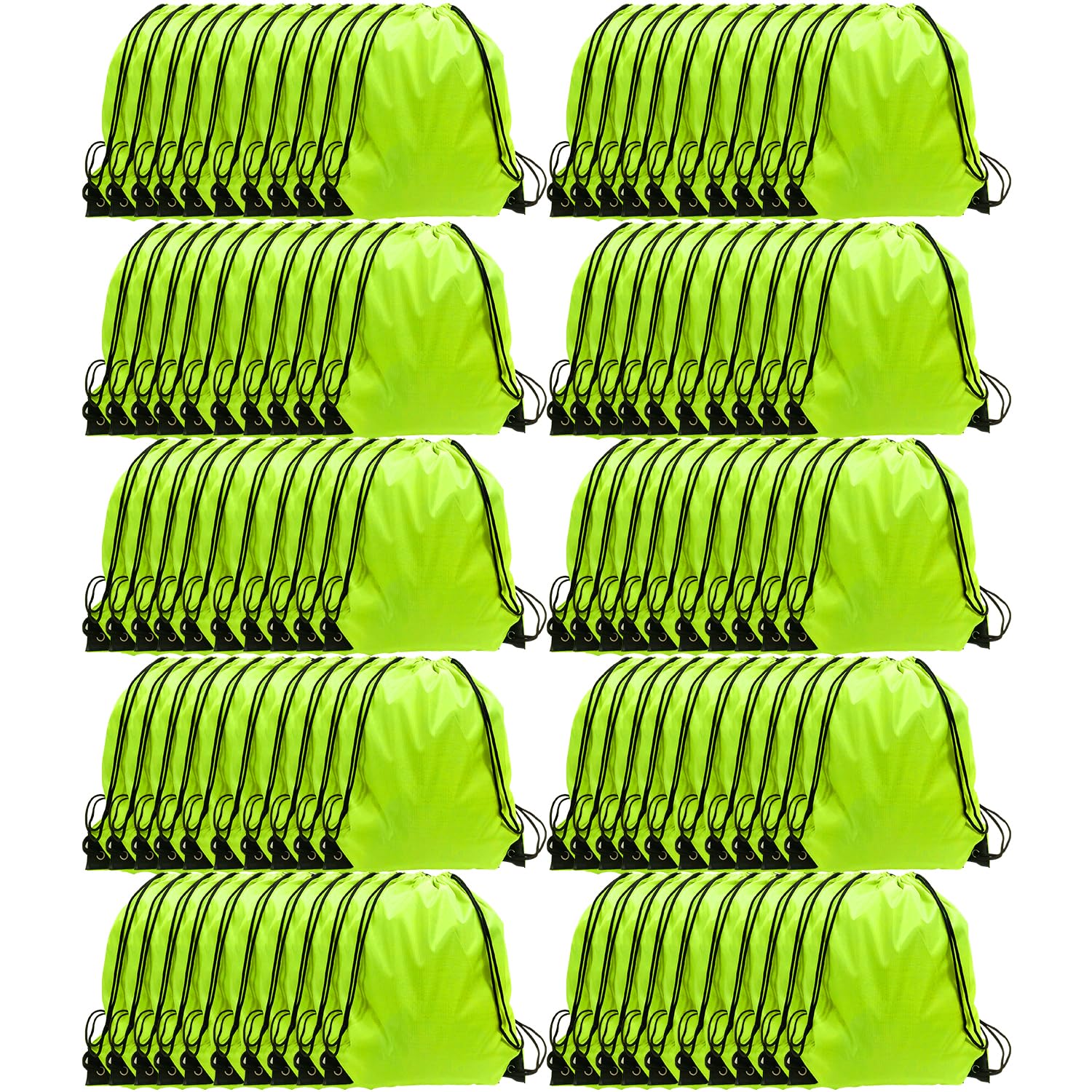 GoodtoU Drawstring Bags, Drawstring Backpack for Sport, Traveling, Team (60Pcs, Fluorescent Green)