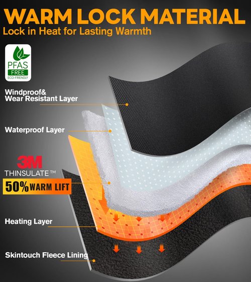 JS LifeStyle Heated Gloves for Men Women Hunting Work Rechargeable 3000mAh Battery with Light-off Fingerless Design Winter