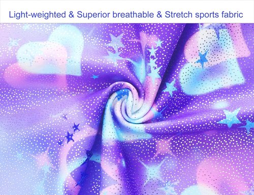 Domusgo Gymnastics Leotards for Girls - Sparkly One-Piece Pro Unitard with Shorts
