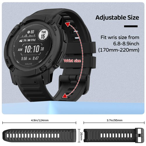 U-LIMVE Watch Band for Garmin Instinct 2X Solar Tactica/Instinct 2X Solar, 26mm Silicone Replacement Watch Strap