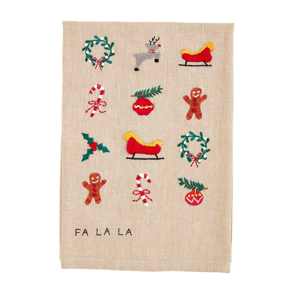 Mud Pie Embrioiderd Christmas Towel, Icons, 14" x 21"