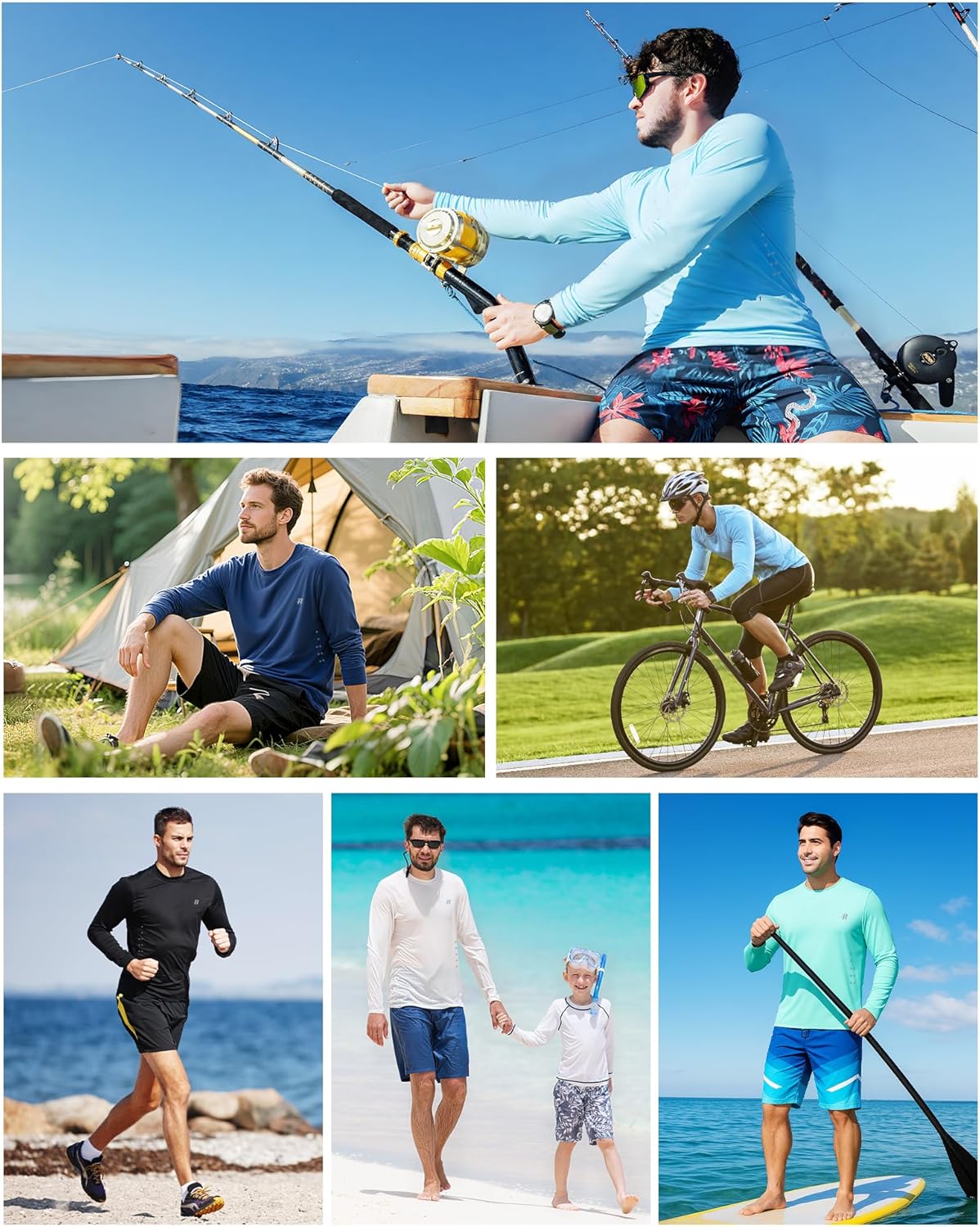 Runhit Men's UPF 50+ Sun Protection Shirt - Long Sleeve UV Swim & Fishing Rash Guard | Quick Dry, Lightweight
