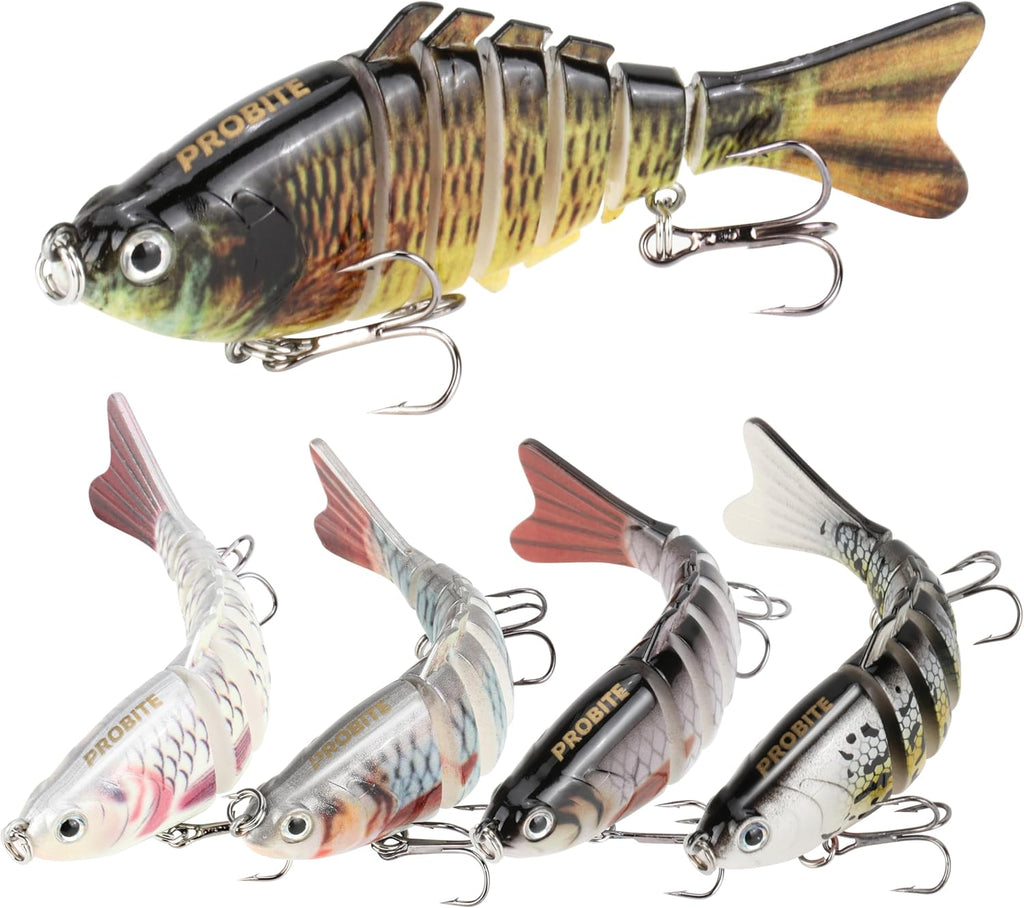 Skiennix 5PCS Lifelike Fishing Lures - Multi-Jointed Swimbait for Bass & Trout | Realistic Action with 3D Eyes