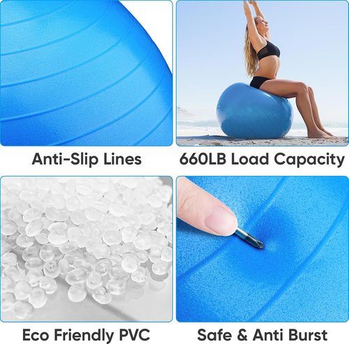 APEXUP Yoga Ball - Anti-Slip Heavy Duty Exercise Ball for Fitness & Core Workouts | 5 Sizes Available