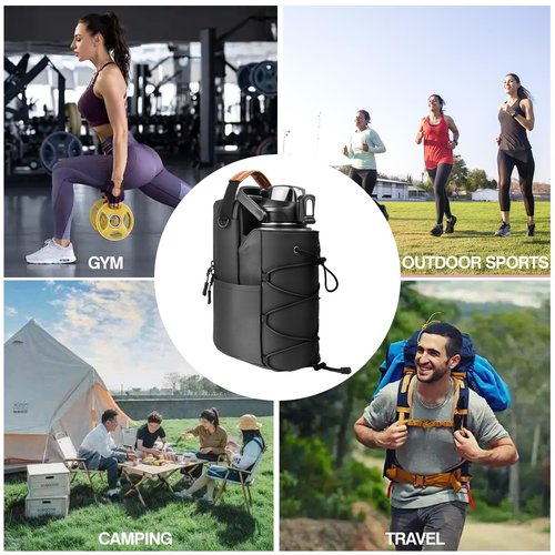 KITCHLYNE Magnetic Gym Bag for Men and Women with 64OZ Water Bottle Holder & 4 Powerful Magnets, Small Crossbody Duffel Pouch for Sports Work Travel Fitness Gym Bags