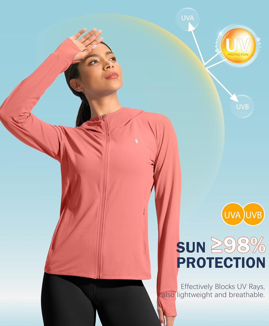 Soothfeel Women's Sun Protection Hoodie Jacket - Lightweight UPF 50+ Long Sleeve for Outdoor Hiking