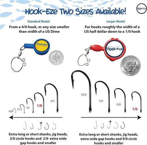 HOOK-EZE Knot Tying Tool - Cover Hooks for 4 Fishing Poles | Line Cutter for Saltwater & Freshwater Fishing