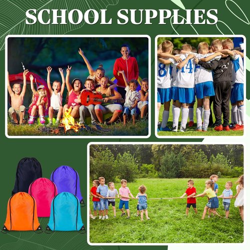 LEIFIDE Drawstring Bags - 200 Pcs Bulk Nylon Sport Packs for Homeless Care | Multicolor