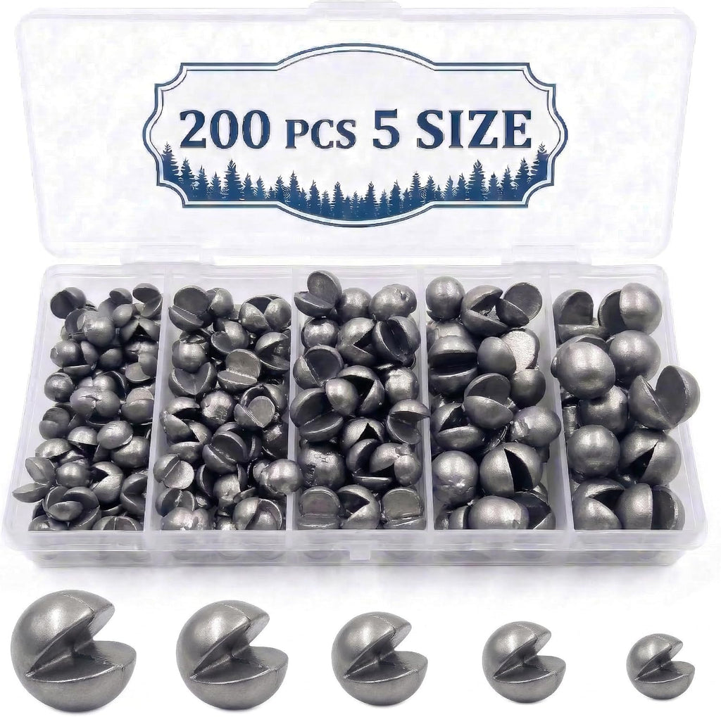 Skiennix Premium Split Shot Fishing Weights - Removable Leakproof Sinkers for Freshwater & Saltwater | 200/350 Pcs in 5/6 Sizes
